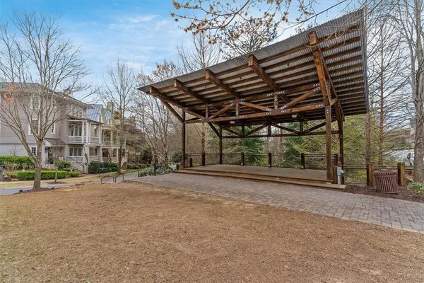 a view of a building with a street