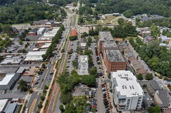 an aerial view of a city with lots of residential buildings