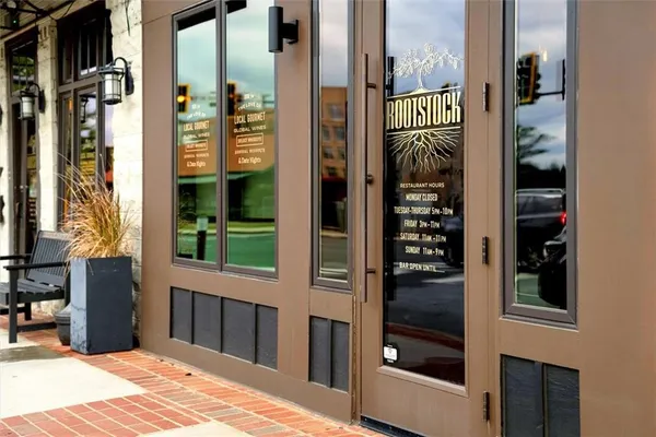 a view of a building along the street