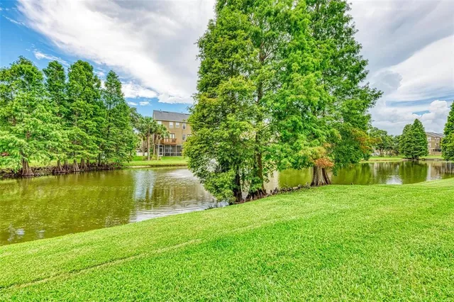 a view of a lake with houses