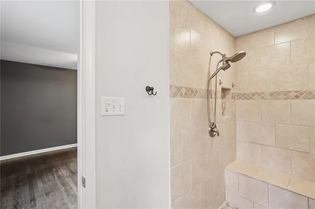 a bathroom with a shower