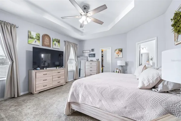 a bedroom with a bed and furniture