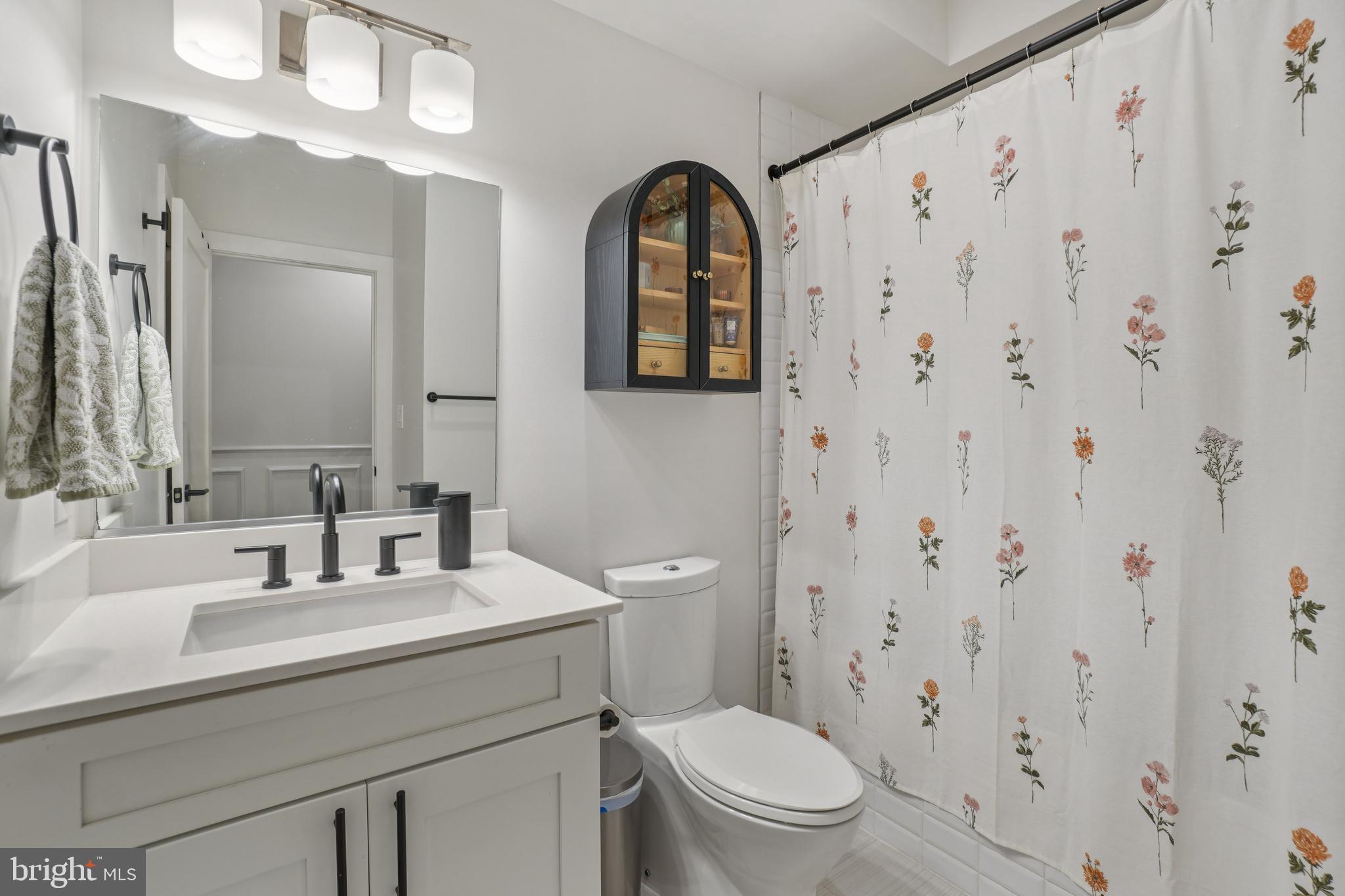 1682 Irving Street Northwest, Unit 2 Washington, DC 20010 - Photo 13 of 25 a bathroom with a sink a toilet and a mirror