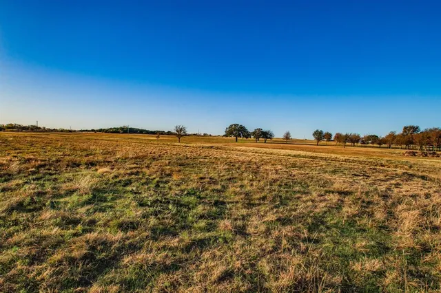 a view of a green field with wooden fence