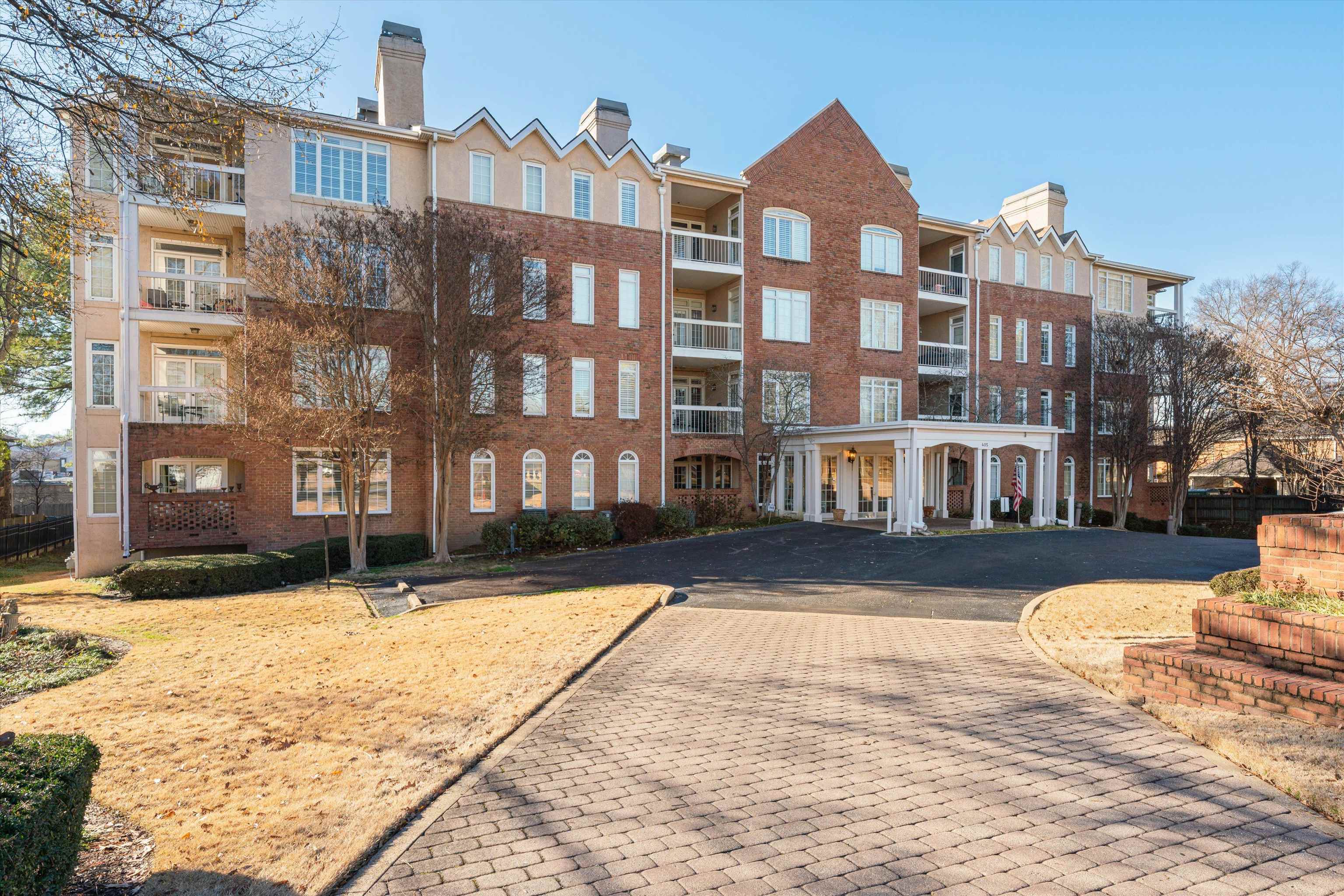 a front view of a building