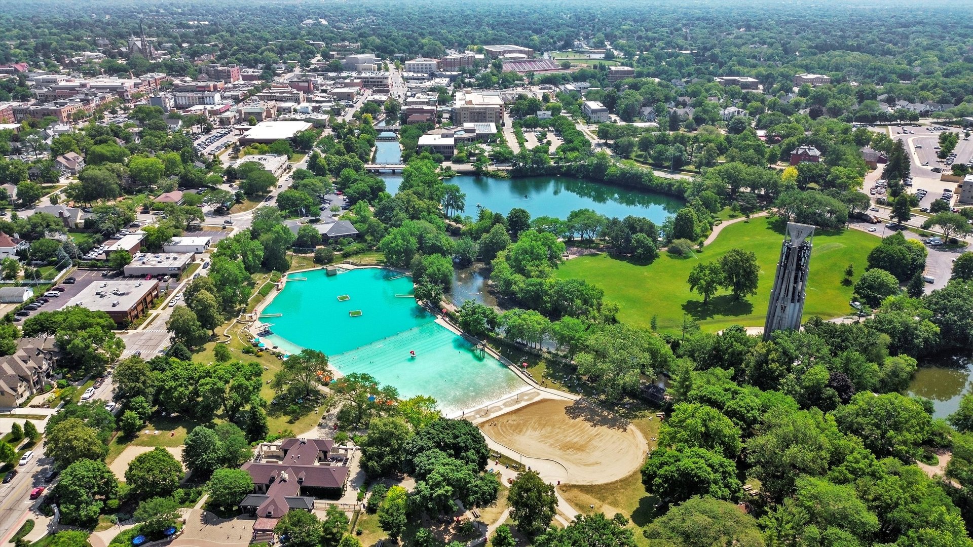 215 Eagle Street Naperville, IL 60540 - Photo 49 of 50 an aerial view of residential houses with outdoor space and trees