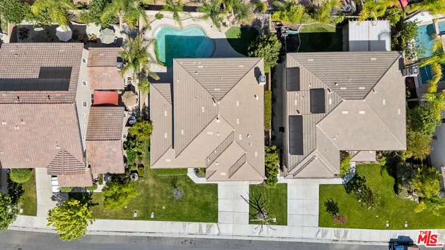 an aerial view of a house