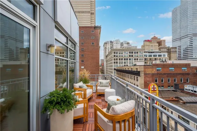 a view of a balcony with a stove
