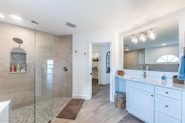 a bathroom with a shower