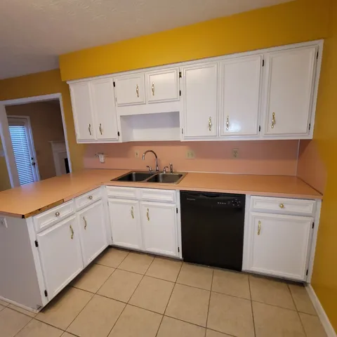 a kitchen with a sink a stove and cabinets