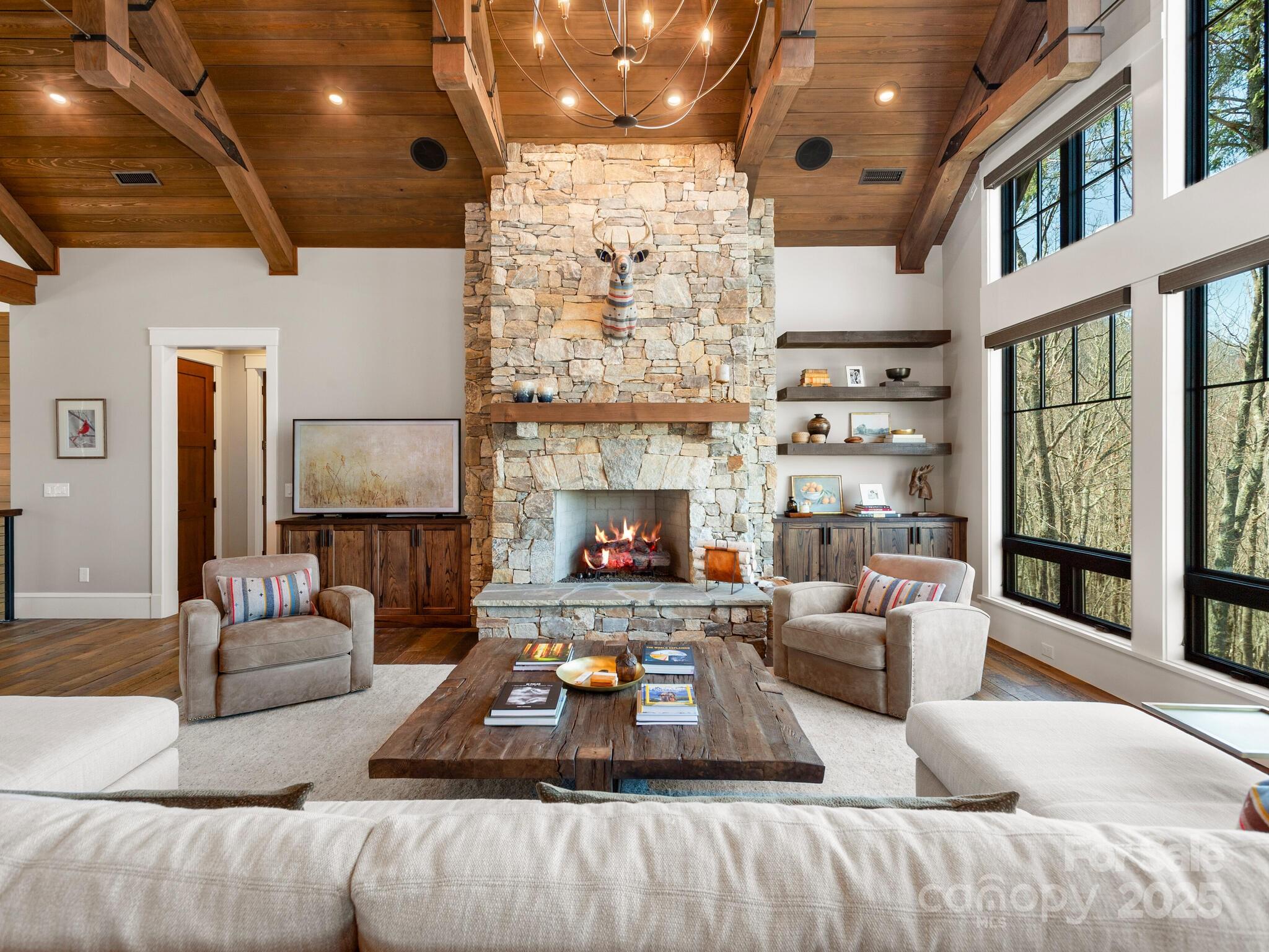61 Back Bone Way, Unit 203 Sylva, NC 28779 - Photo 7 of 48 a living room with furniture and a fireplace