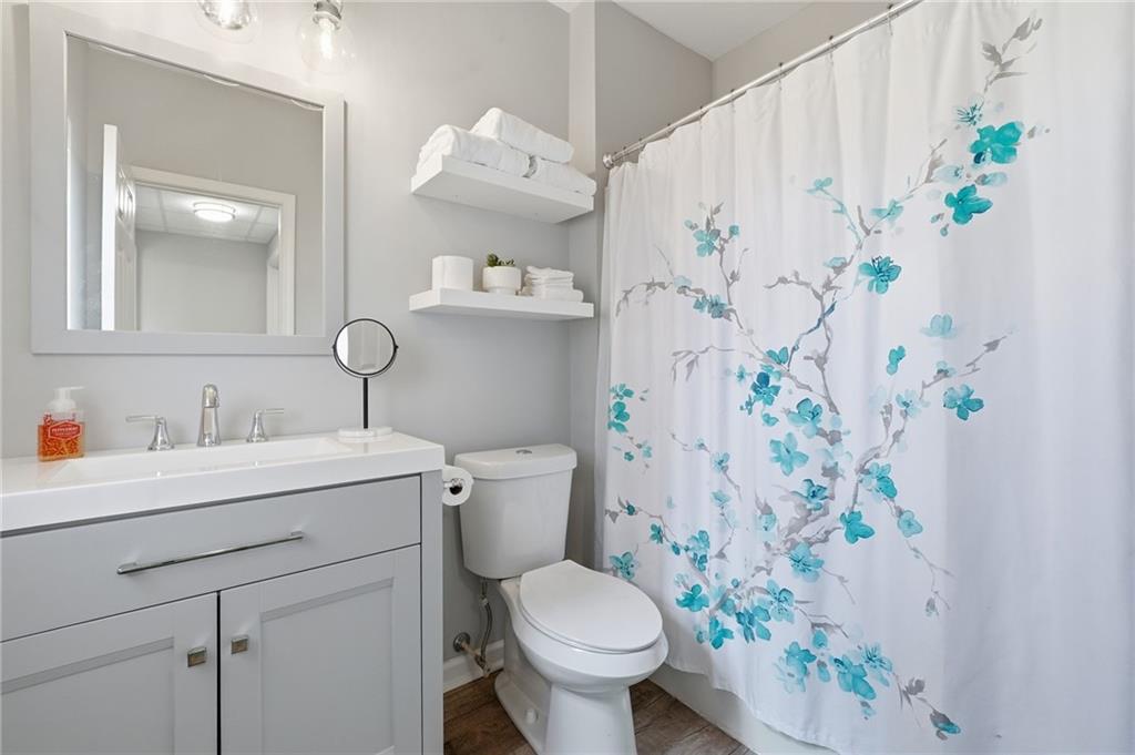217 Wild Turkey Ridge Ball Ground, GA 30107 - Photo 34 of 55 a bathroom with a sink and mirror with toilet