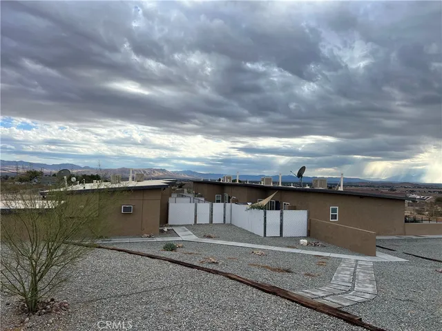 a view of a terrace with a bench