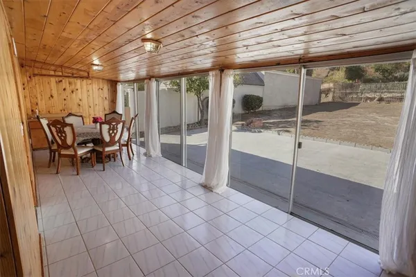 a dining room with furniture