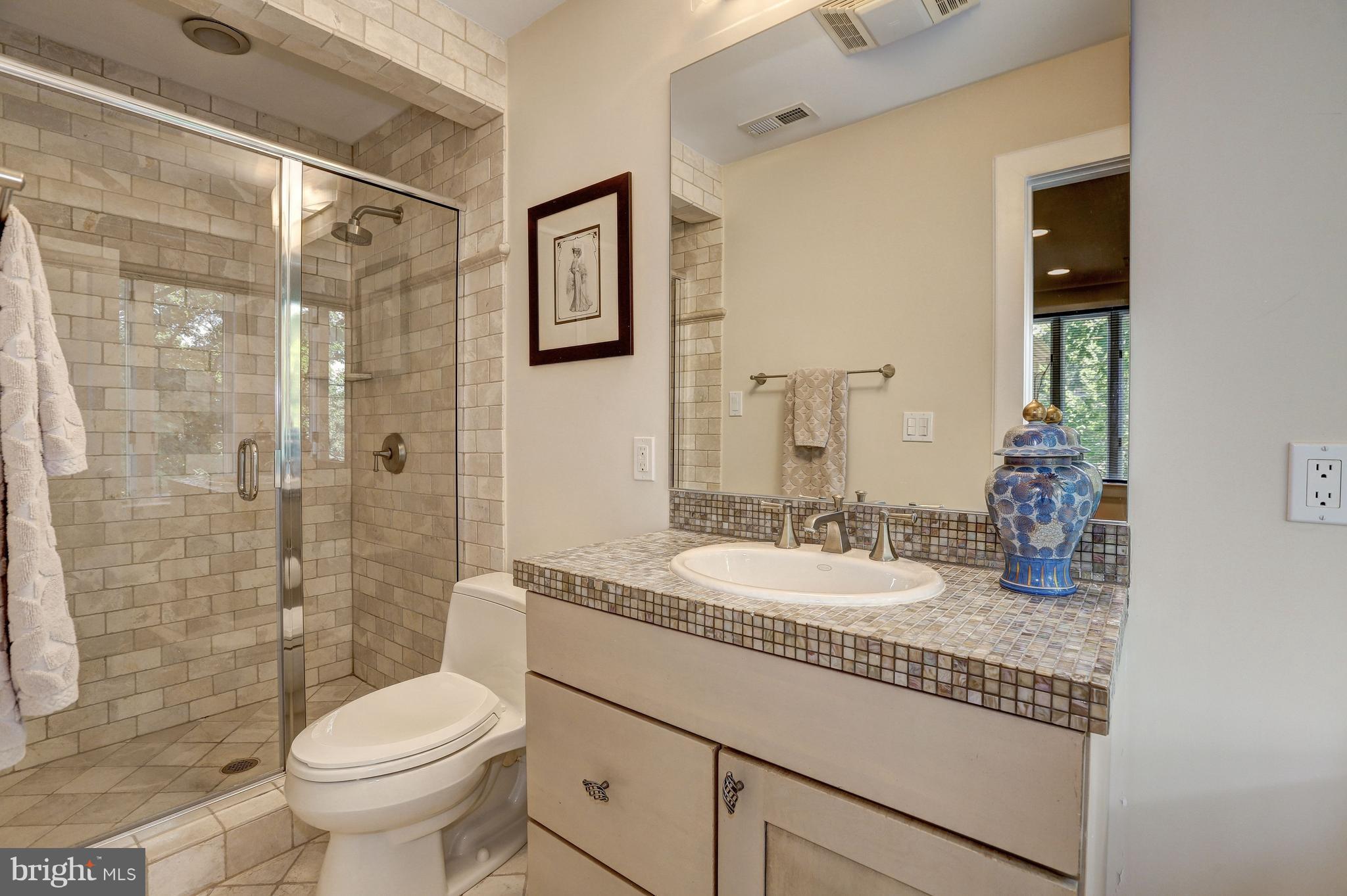 10101 Ormond Road Potomac, MD 20854 - Photo 24 of 30 a bathroom with a granite countertop sink toilet and shower