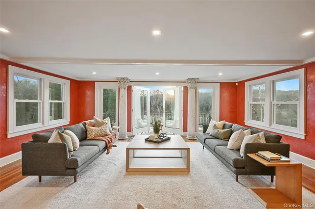 a view of a balcony with lake view and mountain view