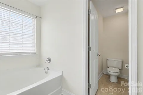 a bathroom with a toilet and a bathtub
