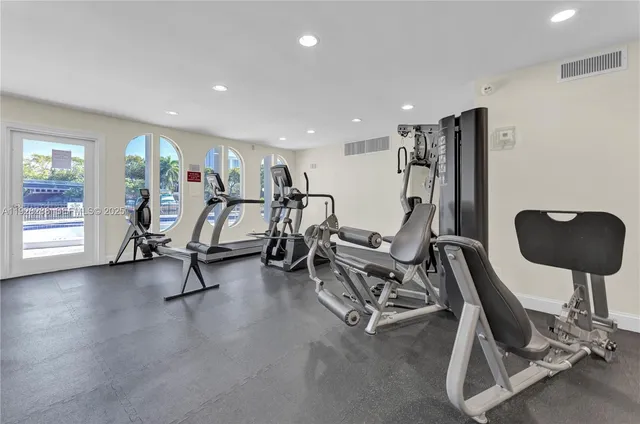 a view of a room with gym equipment