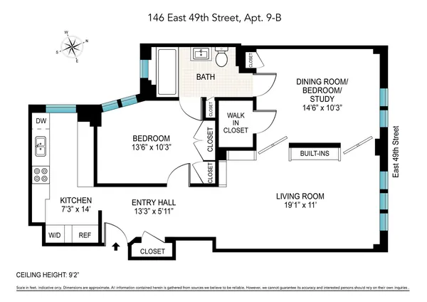 $1,075,000 | 146 East 49th Street, Unit 9B | Midtown East