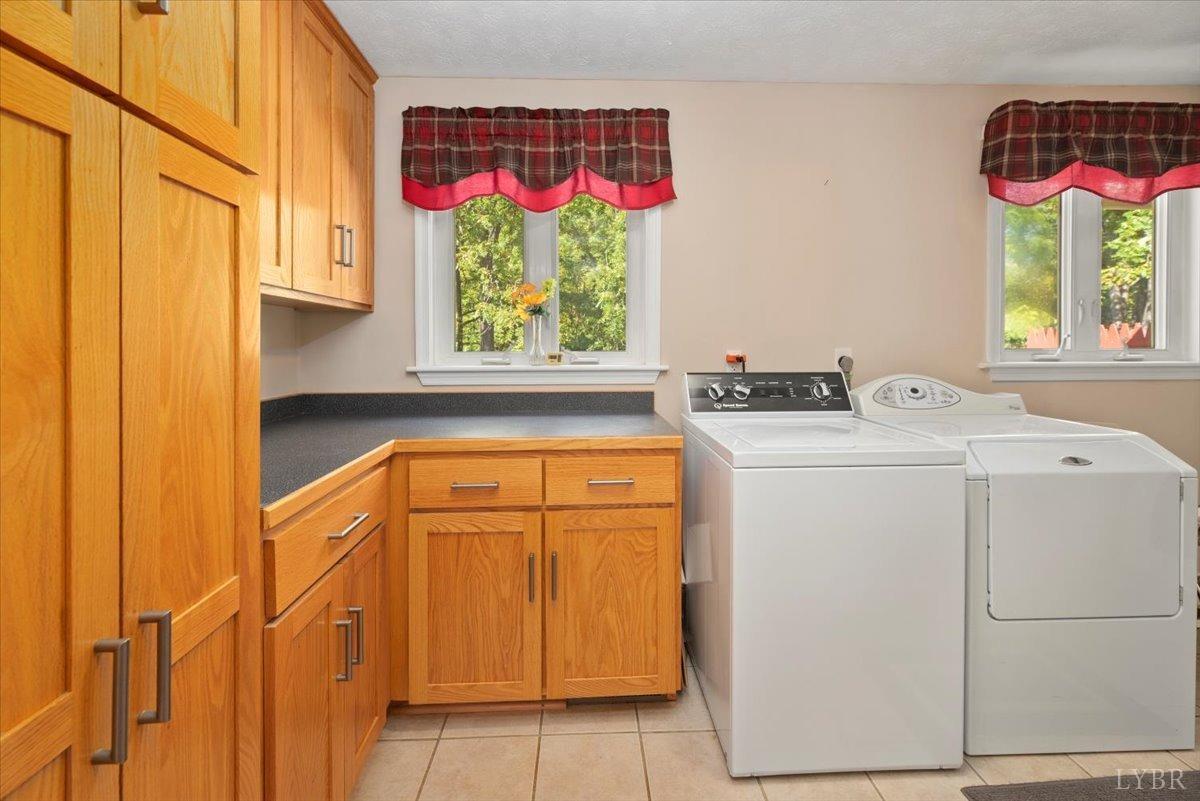 159 Blue Ridge Lane Amherst, VA 24521 - Photo 18 of 71 a utility room with stainless steel appliances granite countertop a stove a washer and dryer next to a window