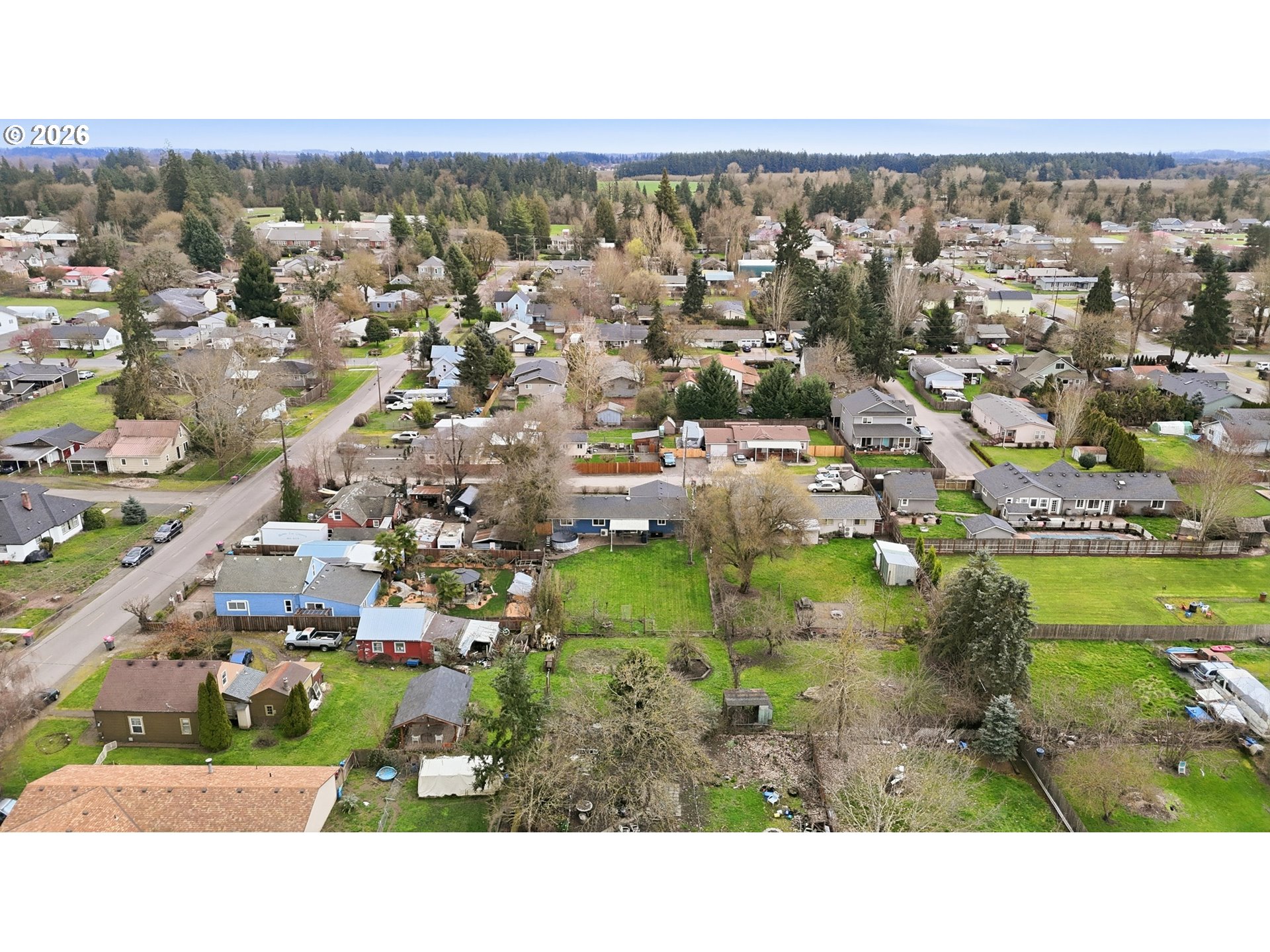 224 6th Street Dayton, OR 97114 - Photo 32 of 37 an aerial view of residential houses with outdoor space and trees