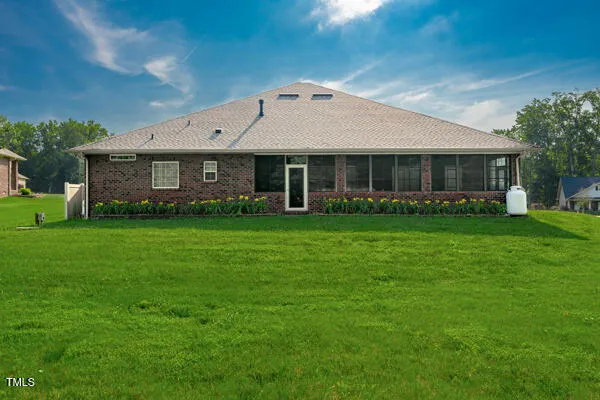 an aerial view of a house
