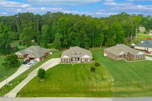 an aerial view of a house