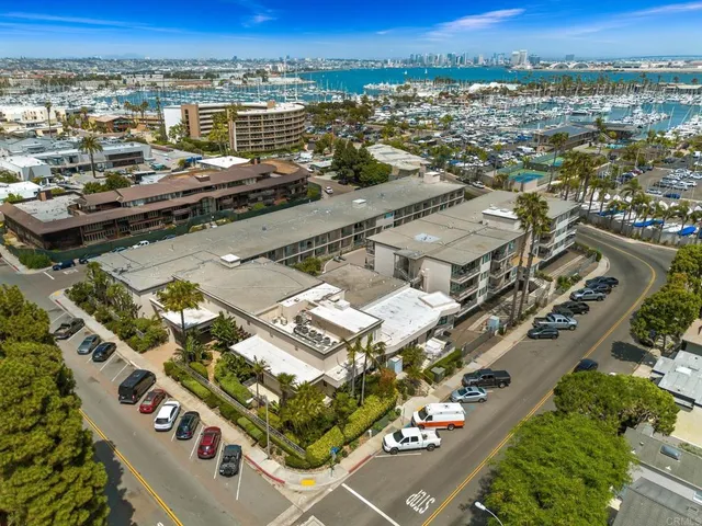 an aerial view of a residential building