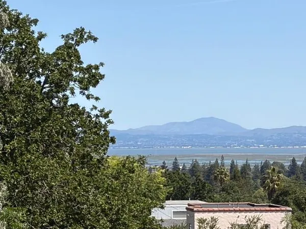 a view of a city with a mountain view
