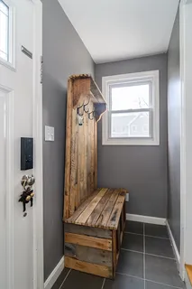 a room with a bed and a window