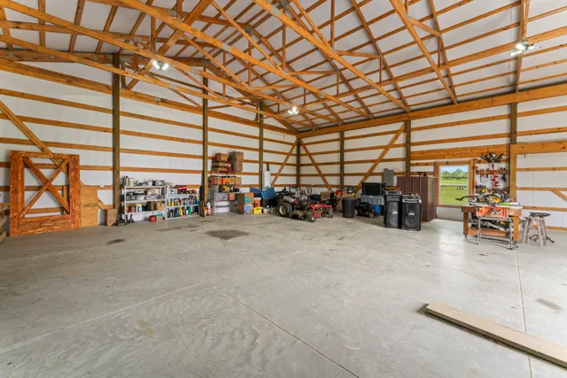 a view of a lake with a big yard