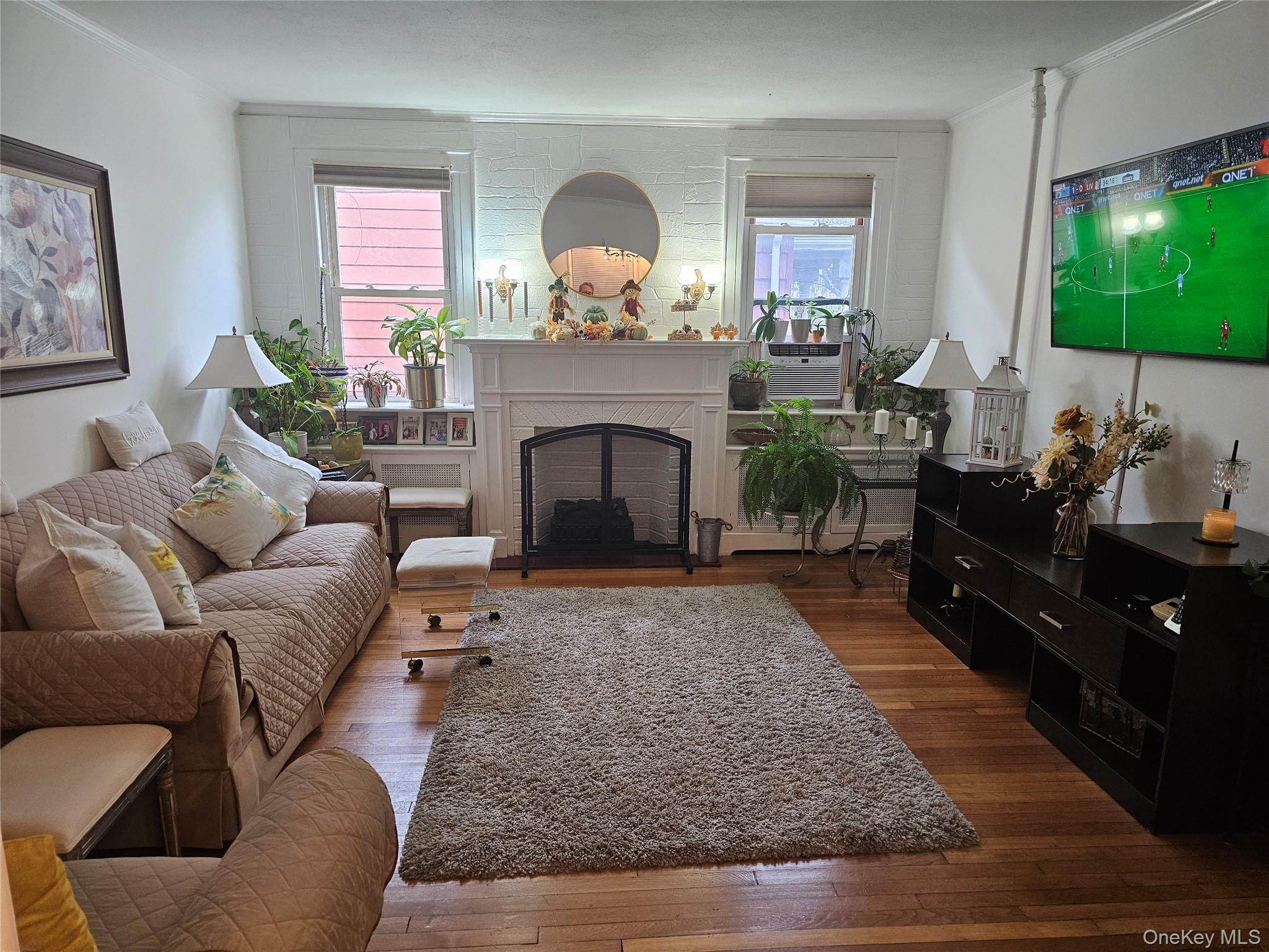 232 Doughty Boulevard Inwood, NY 11096 - Photo 3 of 11 a living room with furniture a flat screen tv and a fireplace