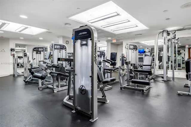 a view of a room with gym equipment