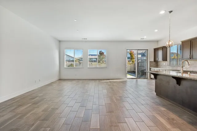a view of kitchen and windows