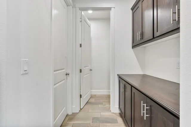 a view of a hallway with elevator