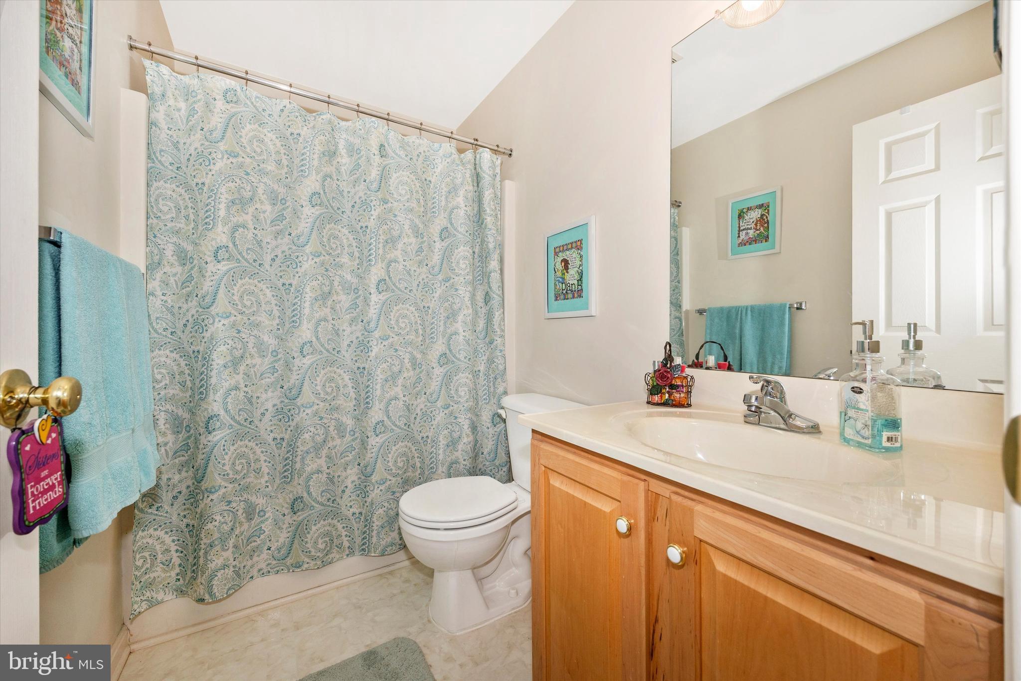 1005 Eastbourne Terrace Frederick, MD 21702 - Photo 31 of 39 a bathroom with a sink a toilet and shower curtain