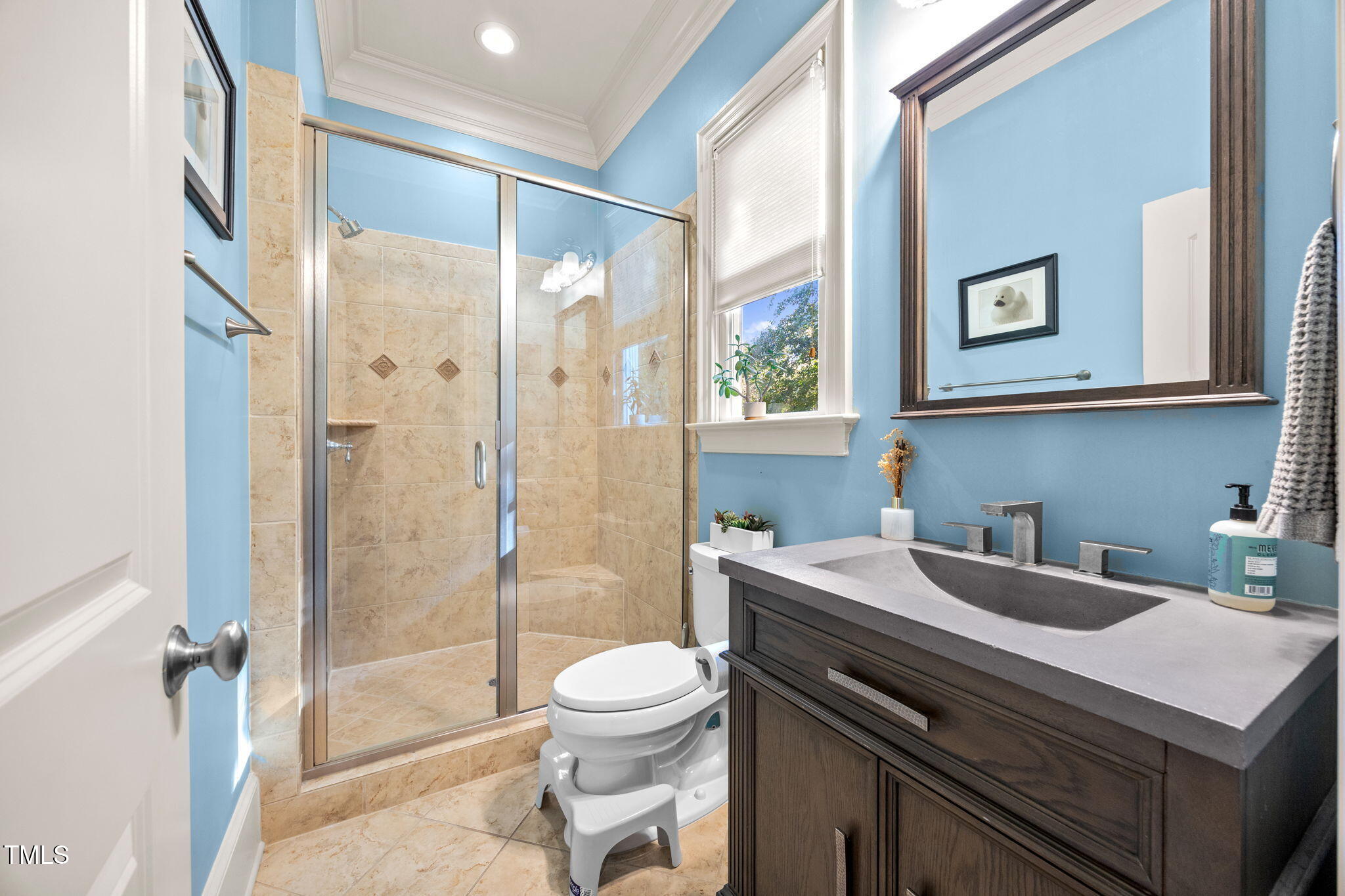 2409 Loring Court Raleigh, NC 27613 - Photo 18 of 60 a bathroom with a sink a toilet and shower