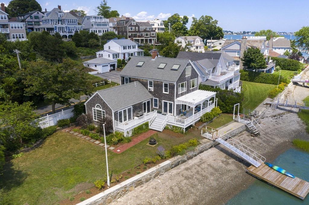 185 Downer Avenue Hingham, MA 02043 - Photo 4 of 30 an aerial view of a house with a yard