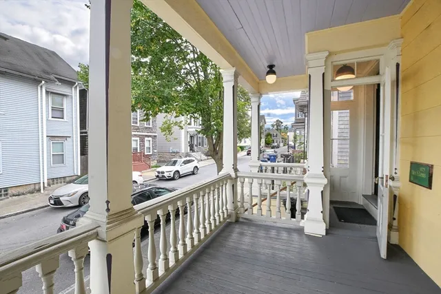 a view of a city from a balcony