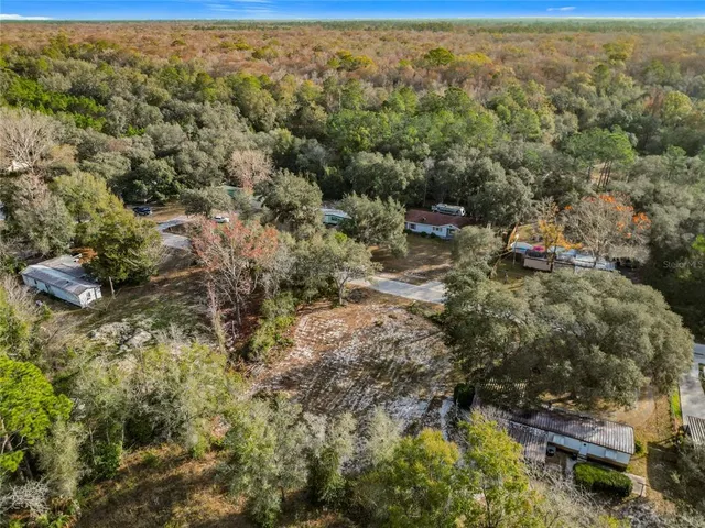 a view of a field with trees in background