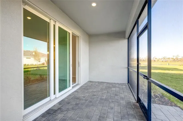 a view of hallway with an ocean view and ocean view