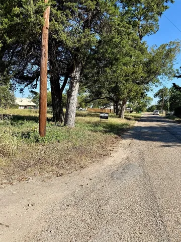 a view of a yard with plants and trees