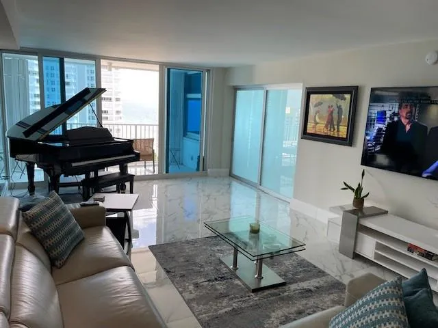 a living room with furniture