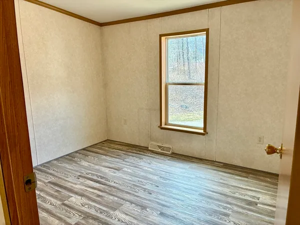 a view of a room with racks on the wall