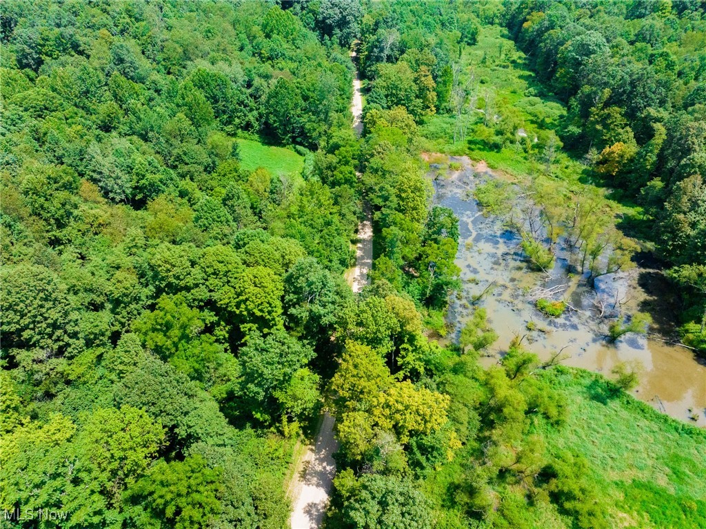 Prider Road Kimbolton, OH 43749 - Photo 39 of 48 Aerial view of property and surrounding area featuring a heavily wooded area and a large body of water