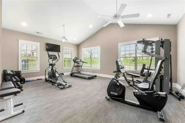 a view of a room with gym equipment