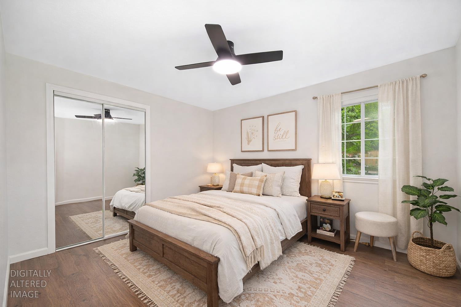 5682 Virginiatown Road Newcastle, CA 95658 - Photo 17 of 56 2nd bedroom with updated floors, new ceiling fan, and closet looking out to front yard.