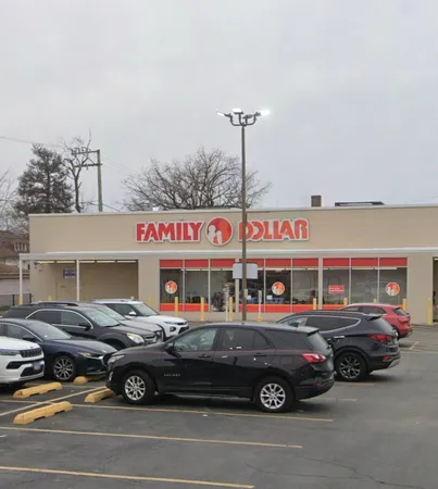a car parked in front of a building