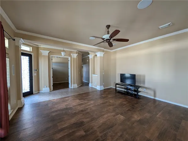 a view of livingroom with furniture and a flat screen tv