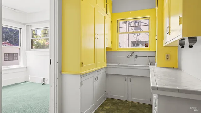 an empty room with windows